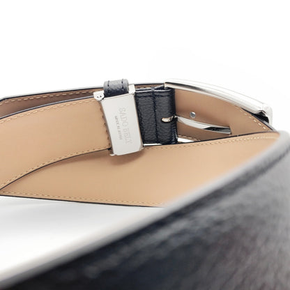 SD8009 ブラック バックル裏のSADO BELT MADE IN JAPAN刻印とベージュの裏地
